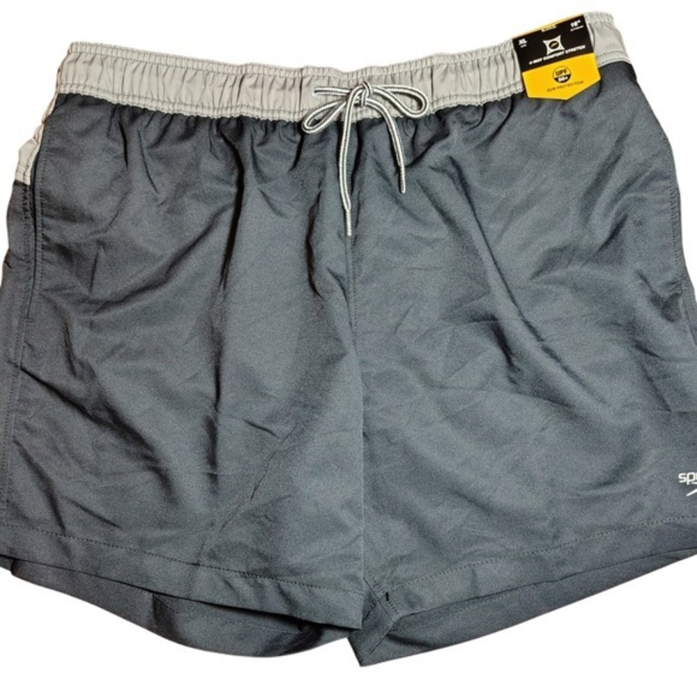 Speedo XL Swim Trunks Shorts UPF 50+ Sun Protection 4-Way Stretch Gray‎